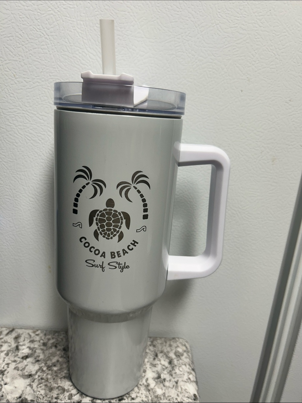 Surf Style Gray Travel Tumbler with Handle